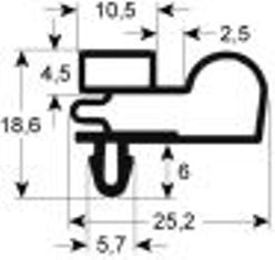 guarnizione per frigoriferi profilo 9010 lar. 735mm l 1870mm misura innesto