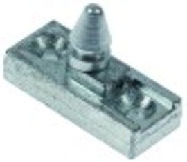 nasello per scrocchetto h 10mm l 48mm lar. 21mm interasse di fissaggio 31mm filetto m5 con perno