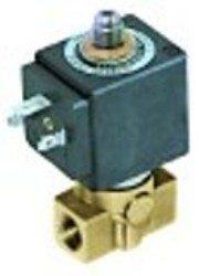 elettrovalvola 3-vie 230 vac attacco 1/4" dn 2,5mm morsettiera femmina din -10 a +140°c