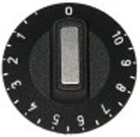 manopola regolatore di energia 1-10 diametro  50mm alb. diametro  6x4,6mm parte piana superiore nero