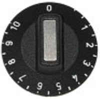 manopola regolatore di energia 1-10 diametro  50mm alb. diametro  6x4,6mm parte piana superiore nero