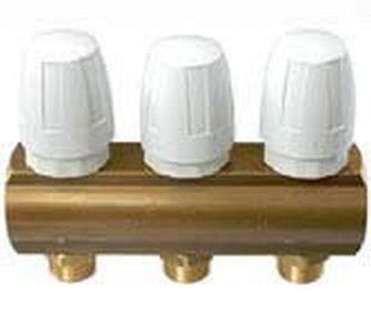 Collettore da barra F/F termostatizzabile con maniglia 12 ways/vie - 1" x 1/2"(16mm)